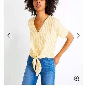 short sleeve button spring tie top Madewell